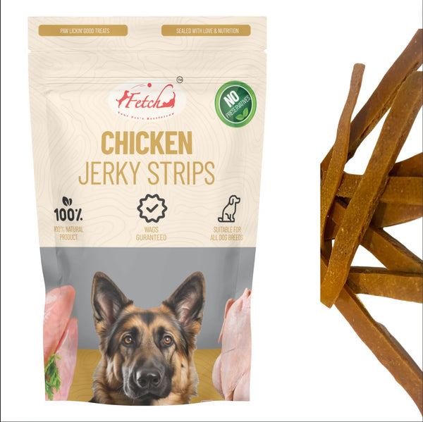 Chicken Jerky Strips - 80g - Fetch Catoz